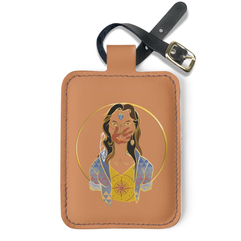 First Nation Travel Warrior Textured Leather Luggage Tag