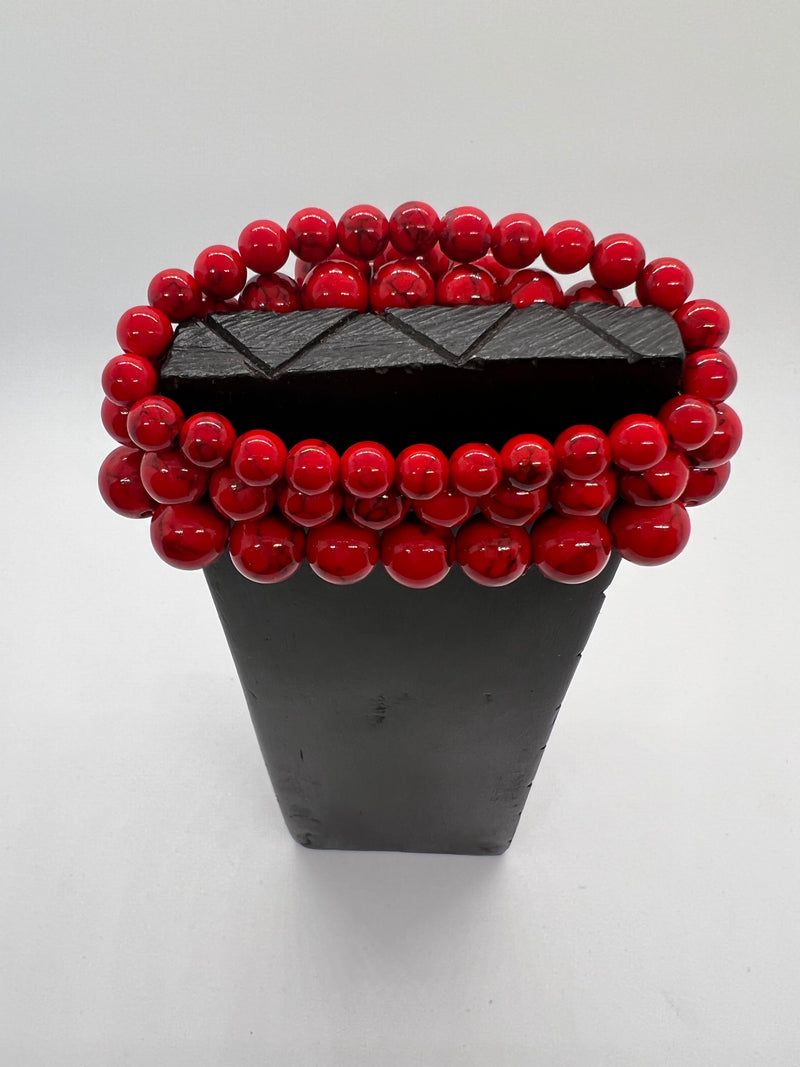 Phoenix: Red Turquoise Stackable Travel Bracelets